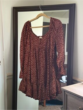 Women's Boot Barn Burgundy Printed Peasant Dress